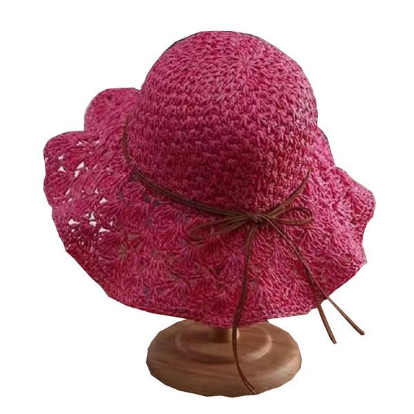 Fashionable Handmade Crochet Straw Hat Women Sun Protection Hats