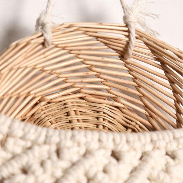 Handmade Woven Macrame Tapestry Tassels Cotton Flower Basket Home Decor