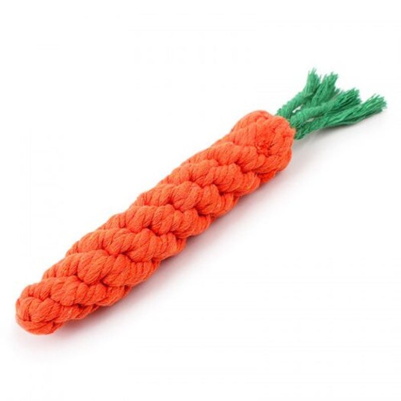 Handwoven Carrot Pet Cotton Rope Toy Bright Orange Cat Toys