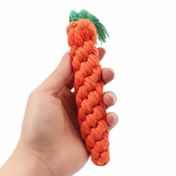 Handwoven Carrot Pet Cotton Rope Toy Bright Orange Cat Toys