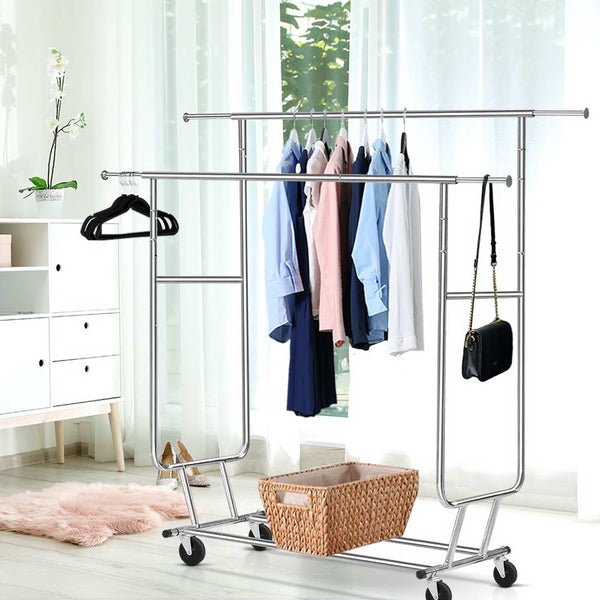 Artiss 6Ft Double Rail Clothes Rack Coat Stand Garment Rolling Hanger Garment Racks