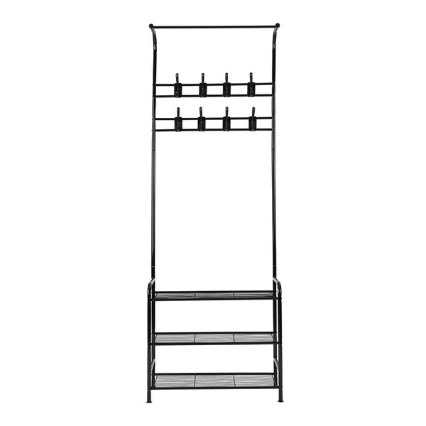 Artiss Clothes Rack Coat Stand Garment Portable Hanger Airer Organiser Shoe Storage Metal Black Garment Racks