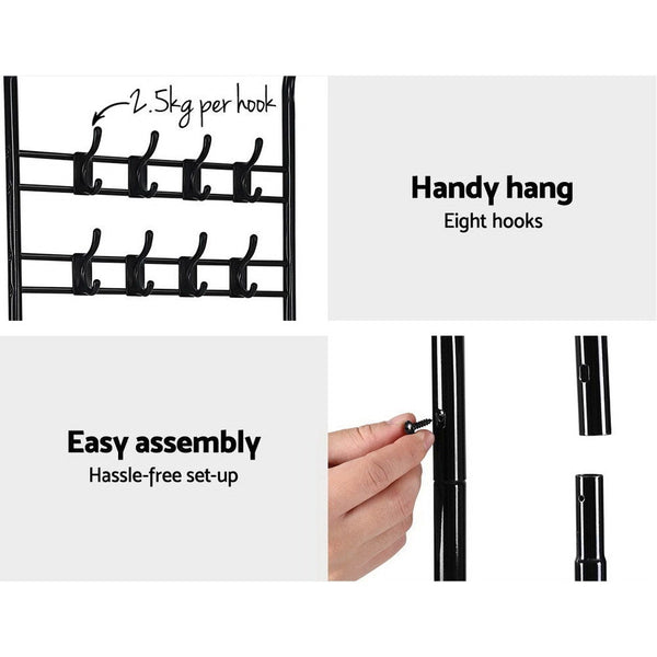 Artiss Clothes Rack Coat Stand Garment Portable Hanger Airer Organiser Shoe Storage Metal Black Garment Racks