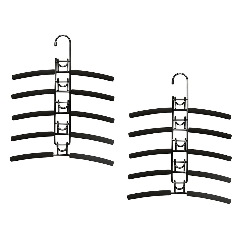 Elosung 2 Pcs Black Children's Multi Layer Foam Hanger Detachable Non Slip Clothes Rack Space Saving Wardrobe Organiser Garment Racks