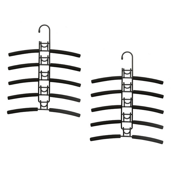 Elosung 2 Pcs Black Children's Multi Layer Foam Hanger Detachable Non Slip Clothes Rack Space Saving Wardrobe Organiser Garment Racks