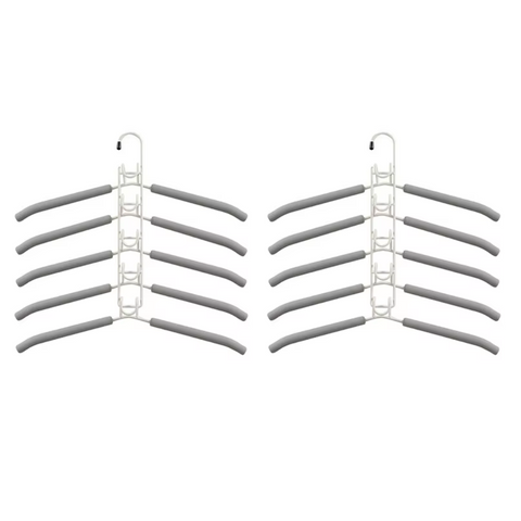 Elosung 2 Pcs Grey Adult Multi Layer Foam Hanger Detachable Non Slip Clothes Rack Space Saving Wardrobe Organizer Garment Racks
