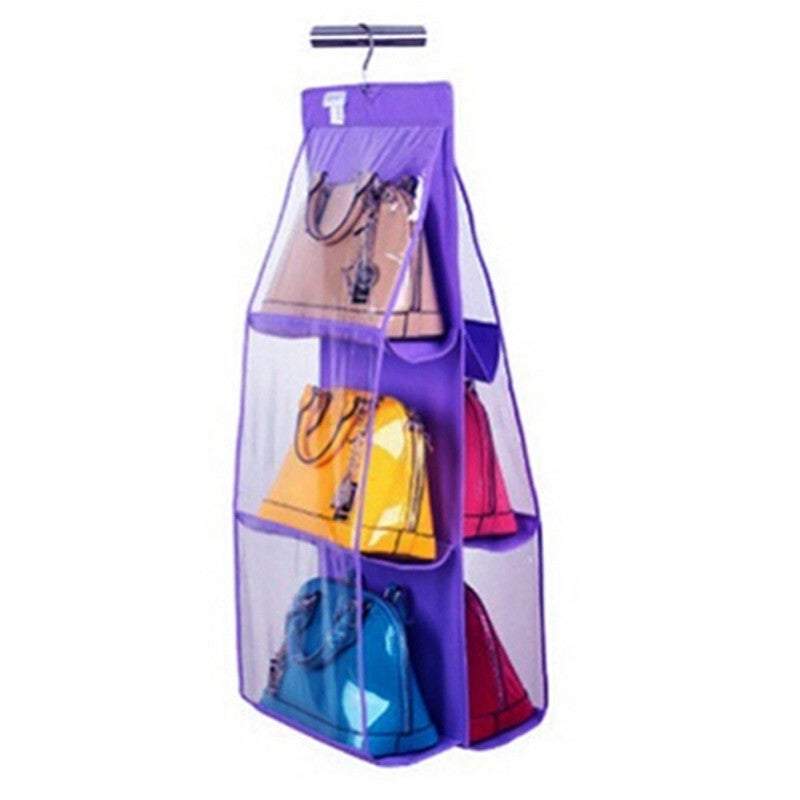 Storage Baskets Hanging 6 Pocket Shelf Bags Handbag Holder Organisation Storage Bags