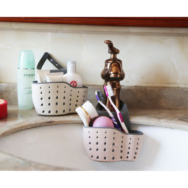 Kitchen Storage Rack Drain Basket For Sink Faucet Hanging Beige Racks & Holders