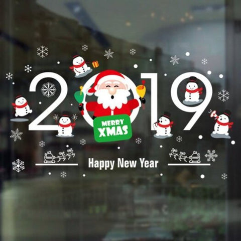 Happy Year Pvc Window Film Wall Sticker Multi
