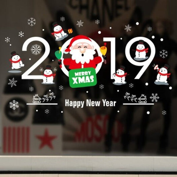 Happy Year Pvc Window Film Wall Sticker Multi