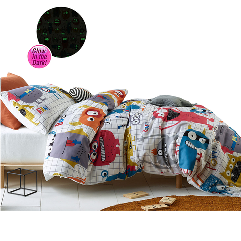 Happy Kids Monster Squad Glow In The Dark Quilt Cover Set