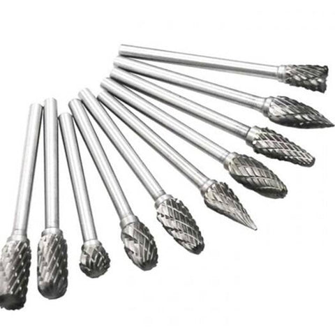 Hard Tungsten Steel Rotary File 10Pcs Silver