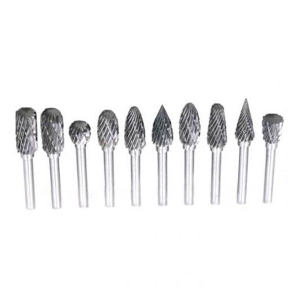 Hard Tungsten Steel Rotary File 10Pcs Silver Burrs