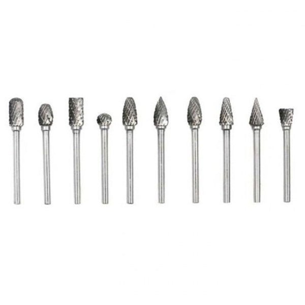 Hard Tungsten Steel Rotary File 10Pcs Silver