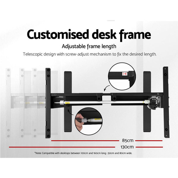 Artiss Standing Desk Sit Motorised Height Adjustable Frame Only Black