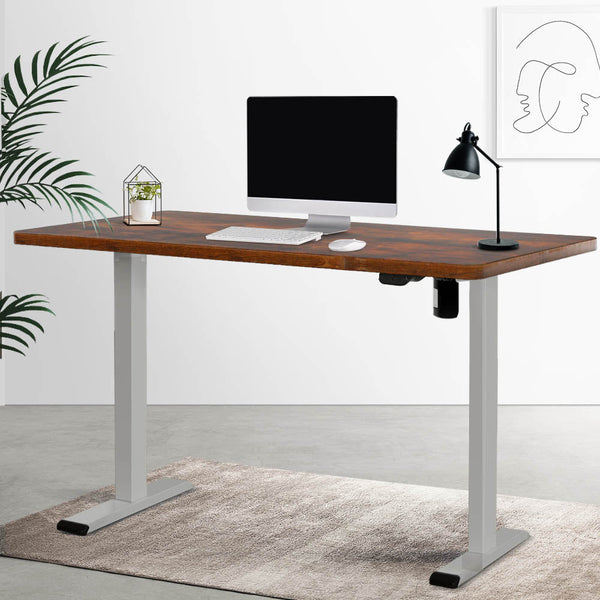 Artiss Electric Standing Desk Motorised Adjustable Sit Desks Grey Brown