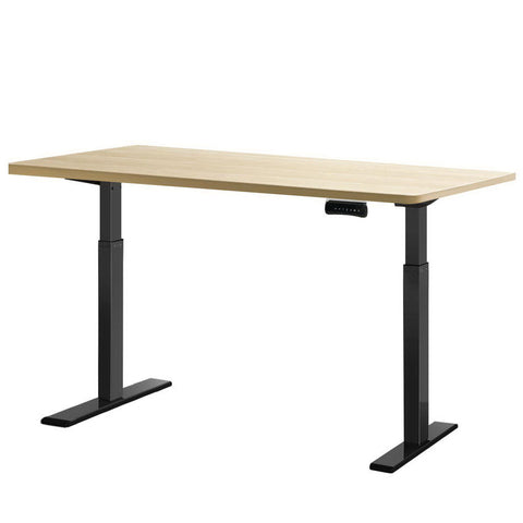 Artiss Standing Desk Electric Height Adjustable Sit Desks Black Oak 140Cm
