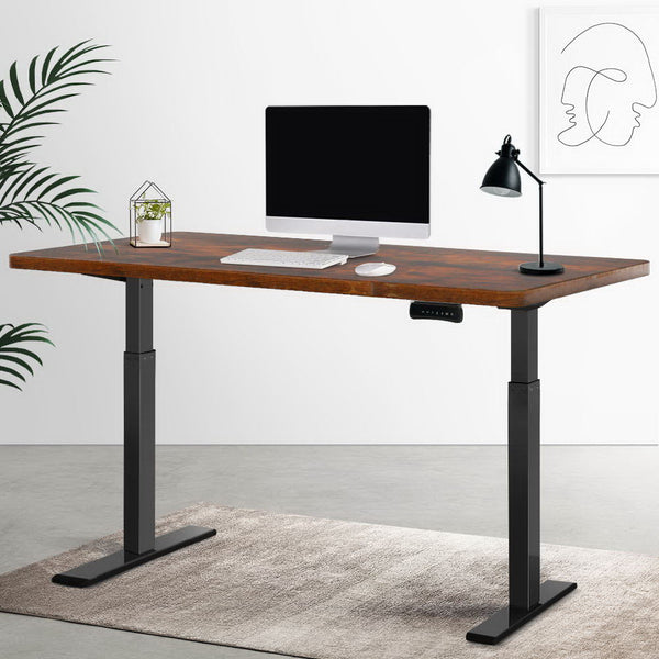 Artiss Standing Desk Electric Adjustable Sit Desks Black Brown 140Cm