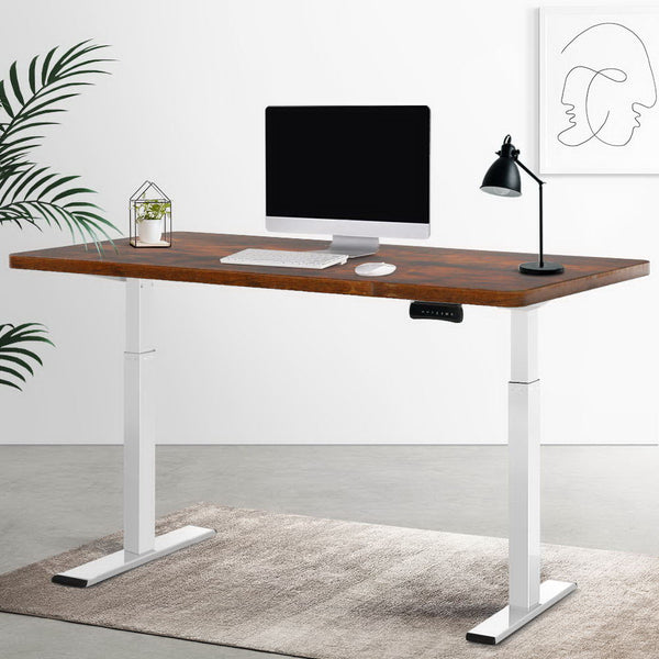 Artiss Standing Desk Electric Adjustable Sit Desks White Brown 140Cm