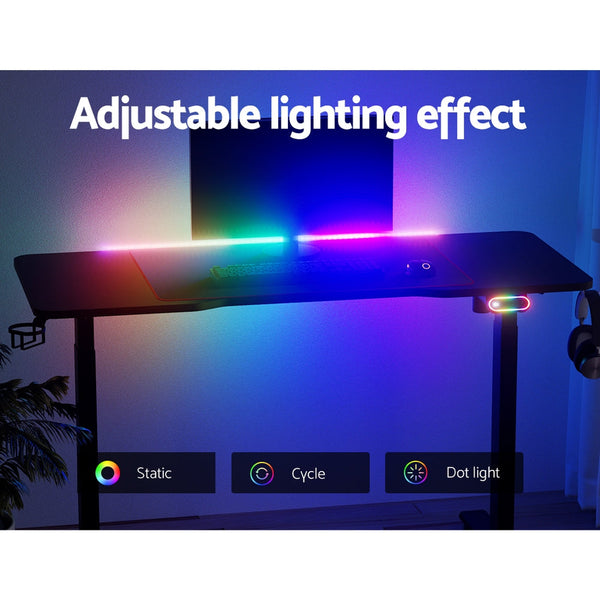 Artiss Electric Standing Desk Gaming Desks Sit Table Rgb Light Home Office