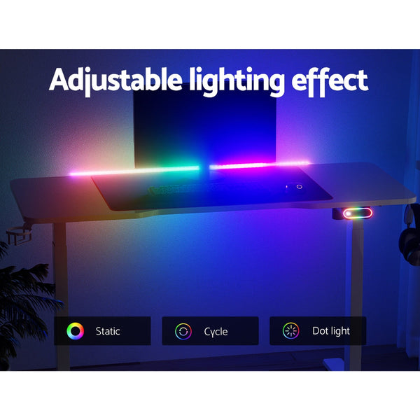 Artiss Electric Standing Desk Sit Gaming Desks Rgb Light Home Office Table