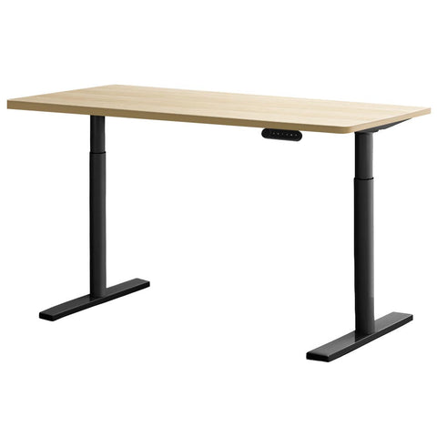 Artiss Electric Standing Desk Height Adjustable Sit Desks Black Oak 140Cm