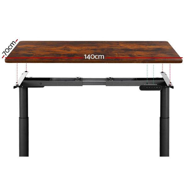 Artiss Electric Standing Desk Adjustable Sit Desks Black Brown 140Cm