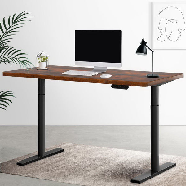Artiss Electric Standing Desk Adjustable Sit Desks Black Brown 140Cm