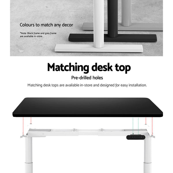 Artiss Standing Desk Sit Motorised Frame Only Dual White Standing Desks