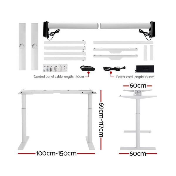 Artiss Electric Standing Desk Height Adjustable Sit Desks White Black