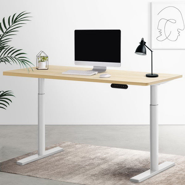 Artiss Electric Standing Desk Height Adjustable Sit Desks White Oak