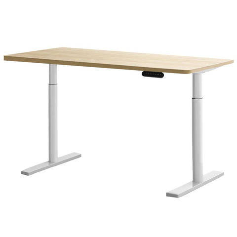 Artiss Electric Standing Desk Height Adjustable Sit Desks White Oak 140Cm