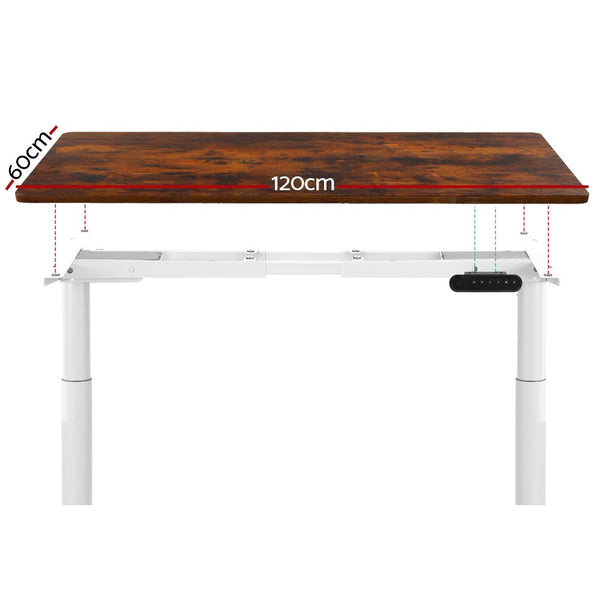 Artiss Electric Standing Desk Height Adjustable Sit Desks White Brown