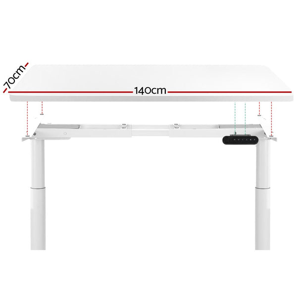 Artiss Electric Standing Desk Height Adjustable Sit Desks White 140Cm
