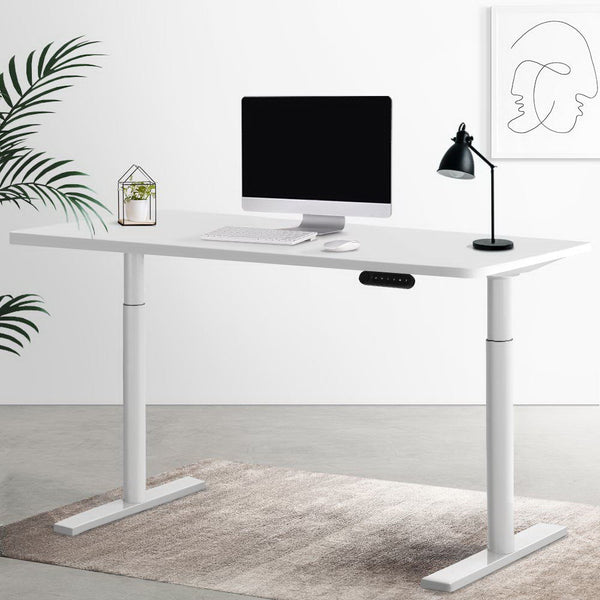 Artiss Electric Standing Desk Height Adjustable Sit Desks White 140Cm
