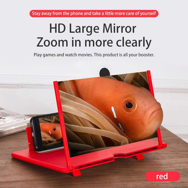 Red 12 Inch Mobile Phone Screen Magnifier Amplifier Folding Design Mounts & Holders