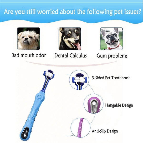 Three Sided Toothbrush For Dogs Oral Hygiene