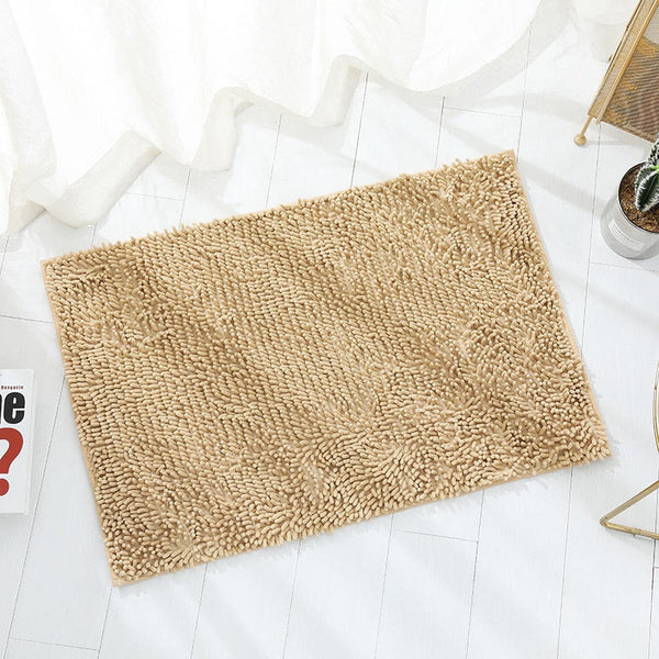 Soft Shaggy Chenille Solid Colour Non Slip Bath Mat Bath Mats Rugs & Toilet Covers