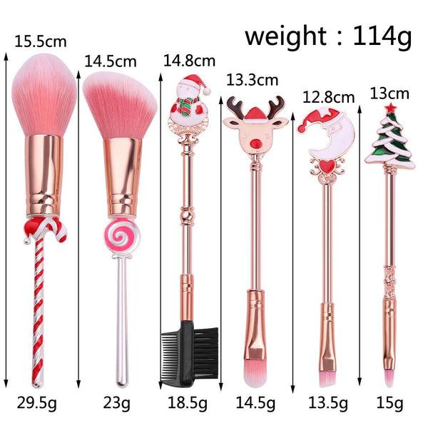 6Pcs / Set Christmas Makeup Stocking Fillers Brushes