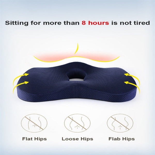 Memory Foam Seat Cushion Orthopedic Pillow Office Chair Waist Back Support