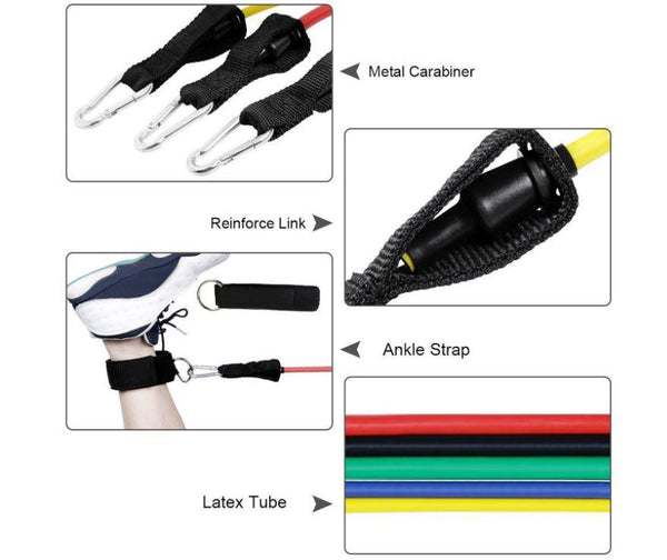 11Pcs Latex Resistance Bands Set Pull Rope Fitness Exercise Training Yoga Gym Resistance Trainers