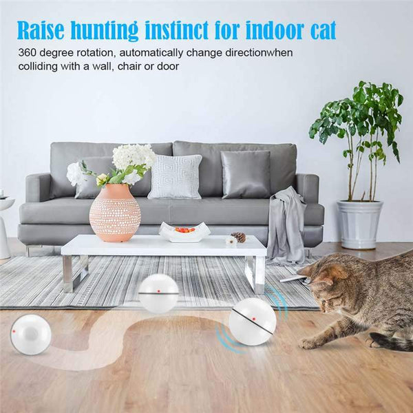 Smart Interactive Pet Ball Automatic Rolling Usb Rechargeable Led Light Toy Cat Toys