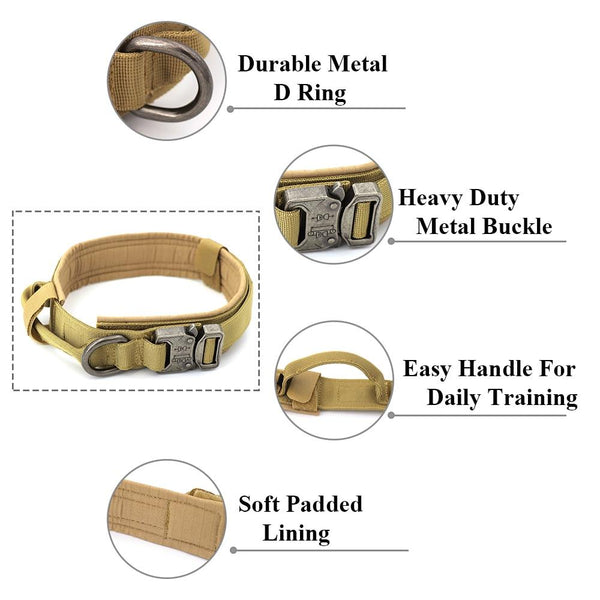 Military Tactical With Handle Dog Collars