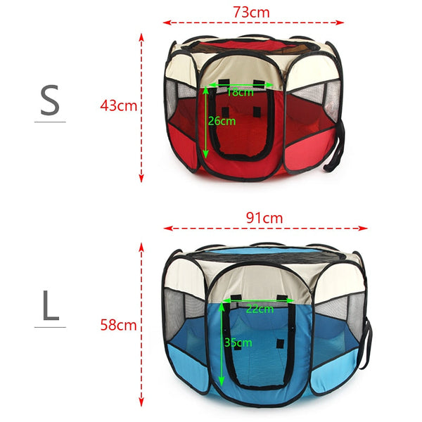 Octagonal Folding Pet Tent Dog House Indoor Playpen Fences & Pens