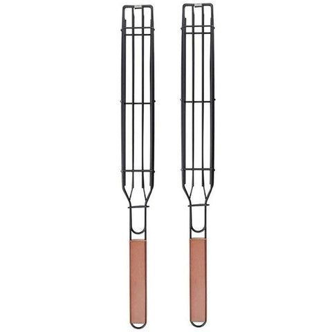 Pair Of Easy Kebab Bbq Grilling Baskets Barbecue Tools