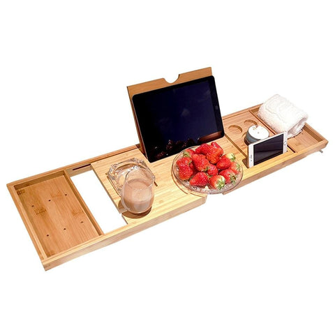 Bamboo Bathtub Tray Luxury Relaxation Self Care Bathroom Accessories Bath Caddies & Trays