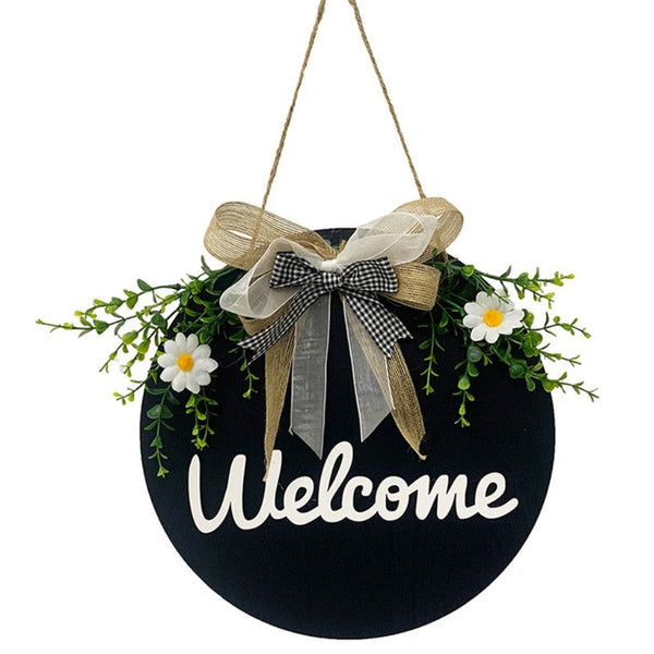 Welcome Hello Hanging Decoration Front Door Rustic Sign Plaques & Signs