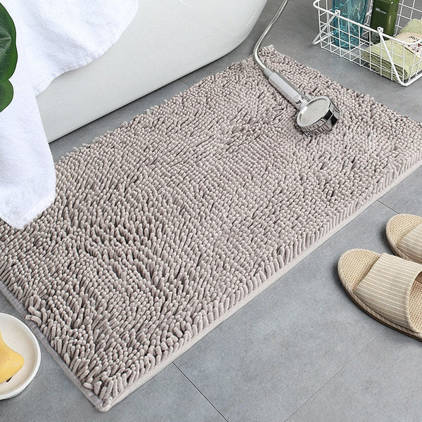 Soft Shaggy Chenille Solid Colour Non Slip Bath Mat Bath Mats Rugs & Toilet Covers