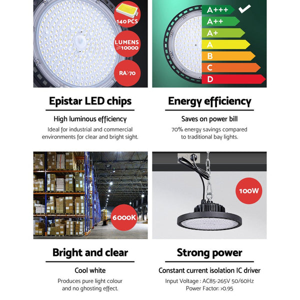 Leier Led High Bay Lights 100W Workshop Warehouse Gym Torches & Work Lights