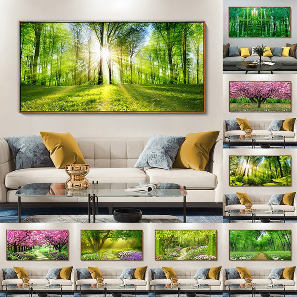 Natural Forest Wall Art Pictures Canvas Painting Landscape Living Room Decor Posters & Prints